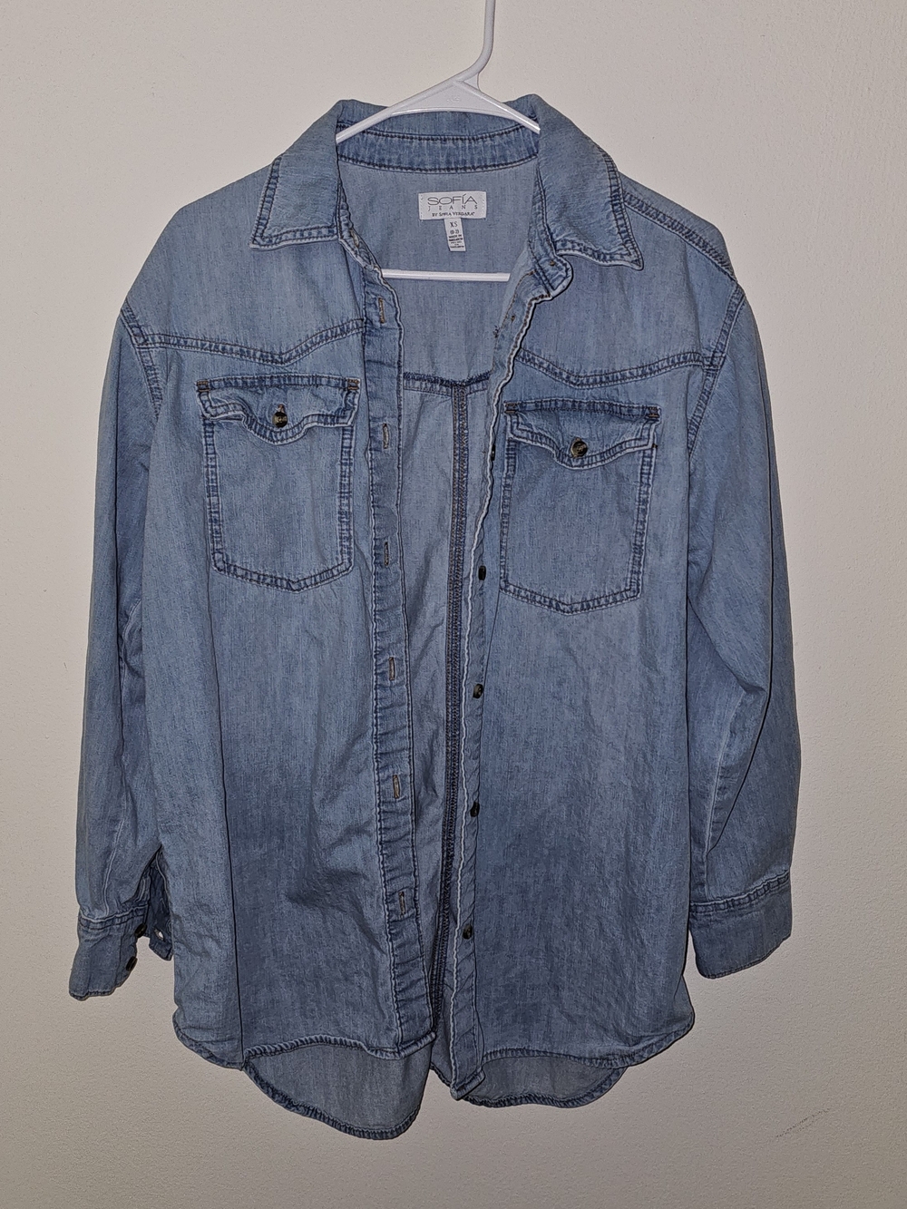 sofia by sofia vergara Light Wash Denim Shirt - Light Blue